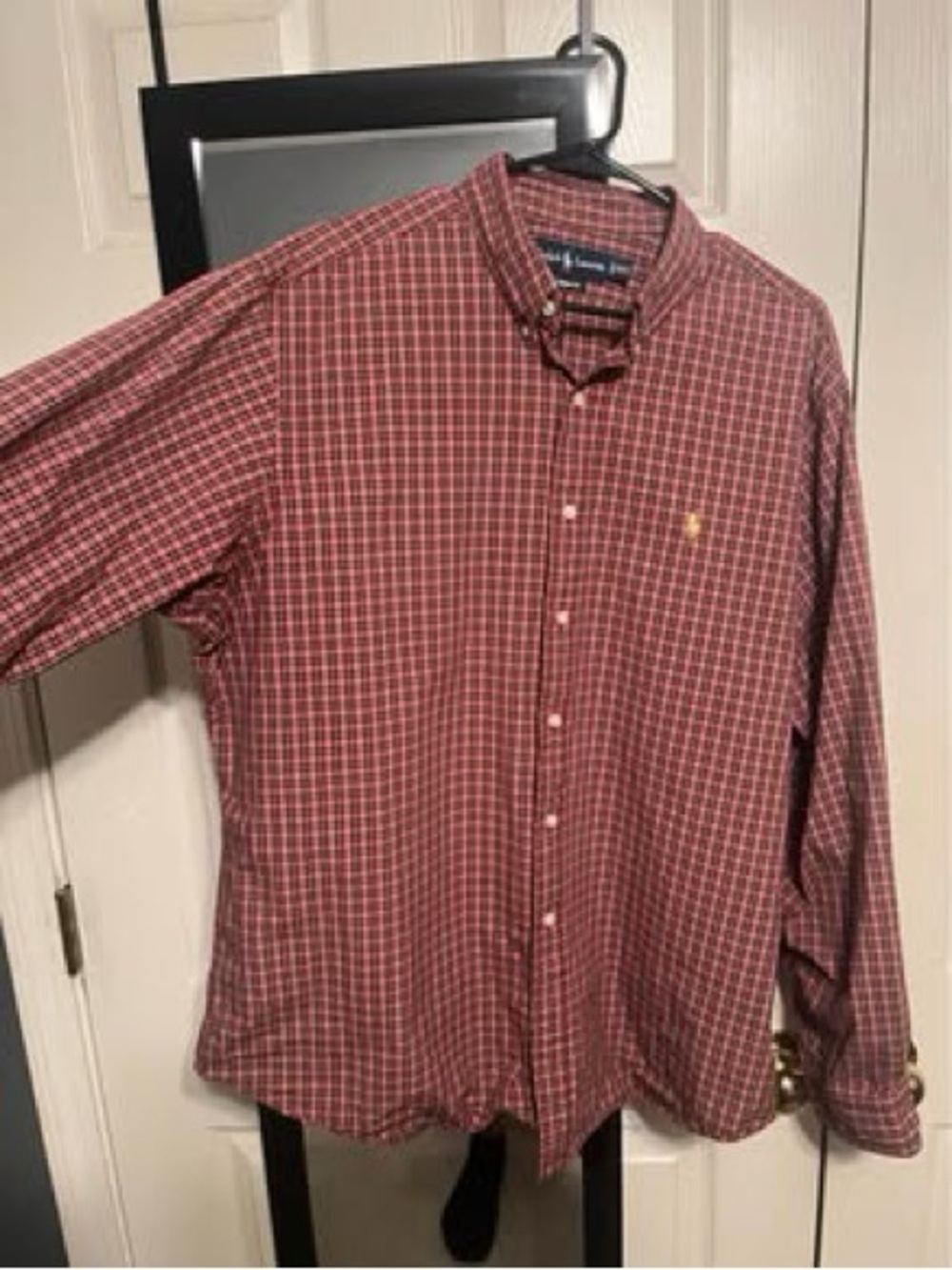 Ralph Lauren Red and White Plaid Casual Button-Down Shirt - Picture 5 of 8
